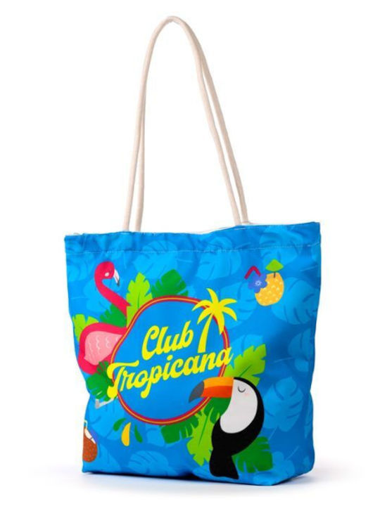 Saitis Gnf Club Tropicana Stoff Strandtasche Wasserdicht mit Flamingo Blau