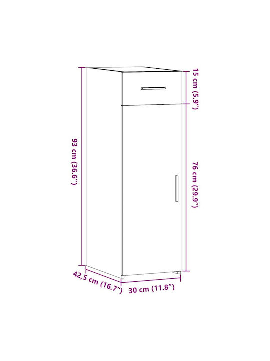 Living Room Cabinet Made of Particle Board White 30x42.5x93cm