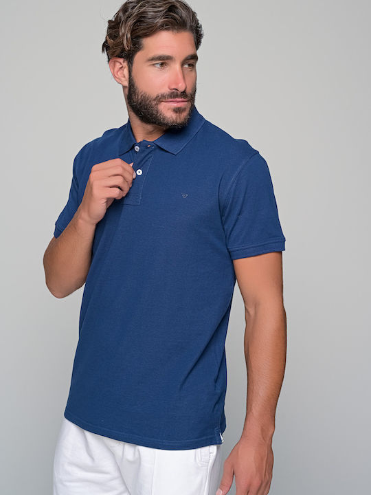 Van Hipster Herren Sportliches Kurzarmshirt Polo Marineblau