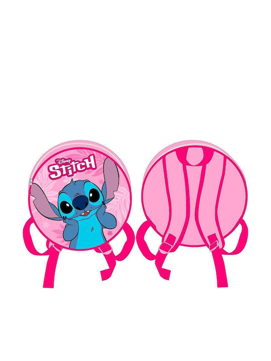 Disney Stitch Round Παιδική Τσάντα Πλάτης Ροζ