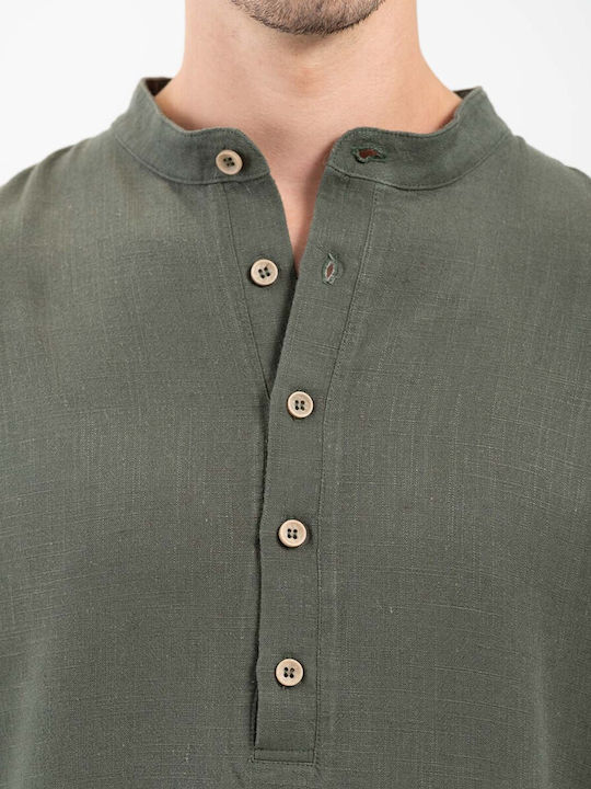 Vittorio Artist Men's Shirt Short Sleeve Linen Green