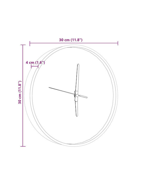 vidaXL Αθόρυβο Ρολόι Τοίχου Μπλε Ø30cm