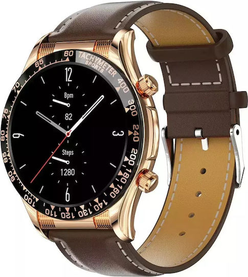 Nubi E18 PRO Смартчасовник с Пулсомер (Brown / Golden)
