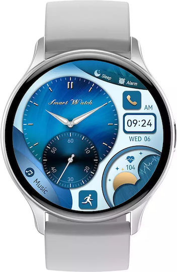 Nubi HK89 Smartwatch με Παλμογράφο (Ασημί)