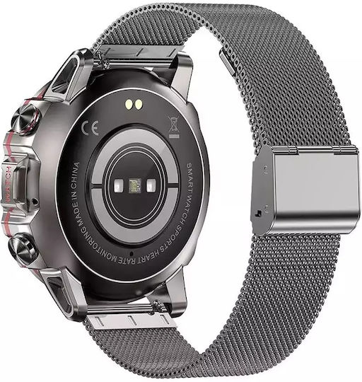 Nubi AK56 Smartwatch mit Pulsmesser (Silver / Extra Orange Silicone Strap)