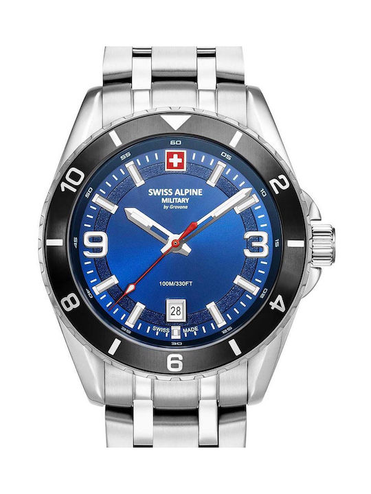 Swiss Alpine Military by Grovana Uhr Batterie mit Silber Metallarmband