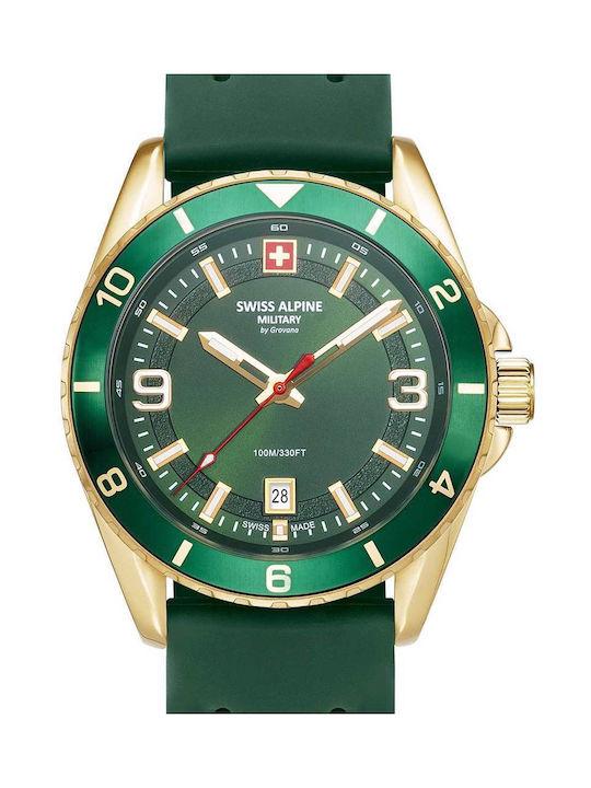 Swiss Alpine Military by Grovana Watch Battery with Green Rubber Strap