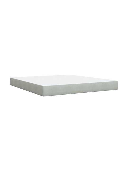 King Size Bett mit Samt Grau mit Lattenrost & Matratze 180x200cm