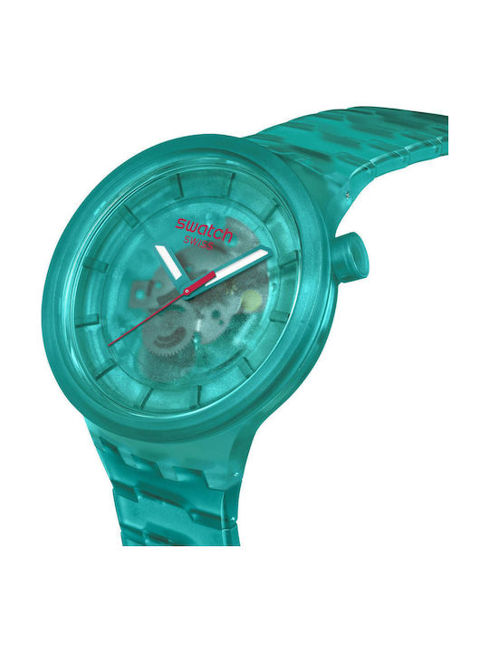 Swatch Turquoise Joy Ανδρικό Ρολόι 47mm Μπαταρίας με Τιρκουάζ Καουτσούκ Λουράκι