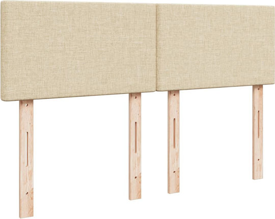 Double Bed Upholstered with Fabric Beige with Slats and Mattress 160x200cm