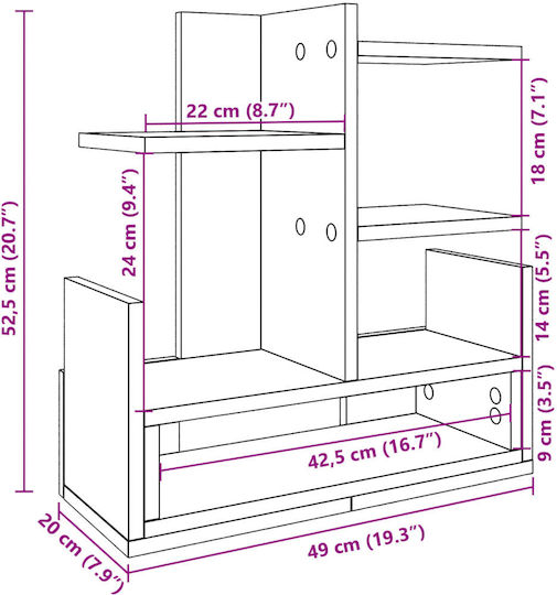 Ξύλινη Μολυβοθήκη σε Γκρι Χρώμα 20x52.5x49εκ. 1τμχ