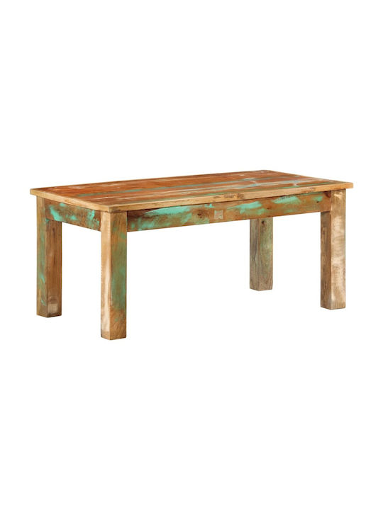 Rectangular Central Coffee Table Made of Solid Wood Multicolour W100xD55xH45cm