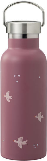 Fresk Sticlă Pentru Copii Termos Oțel Inoxidabil Cu Pai Roz 500ml