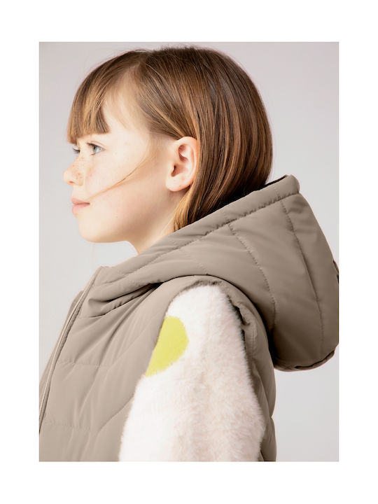 Mayoral Kids Casual Jacket Sleeveless with Hood Mocha