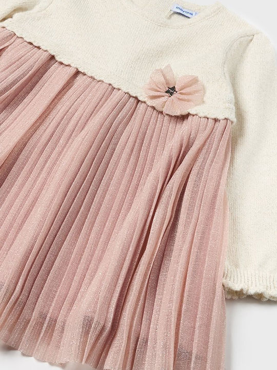 Children's Dress Long Sleeve Tulle Beige Pink