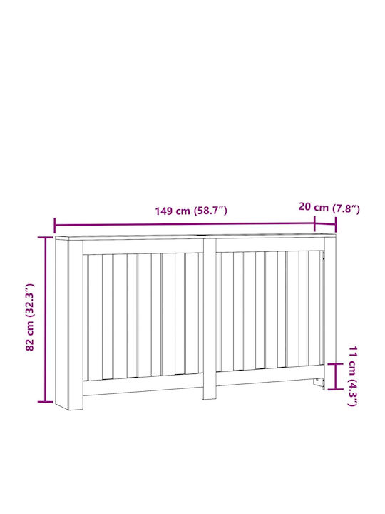 vidaXL Husă Pentru Radiator Din PAL Maro 149x20x82cm