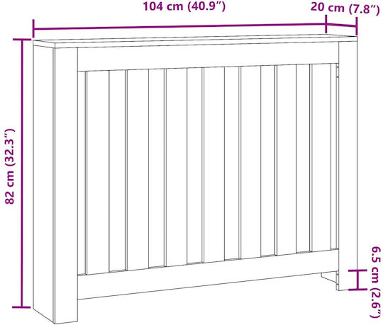 vidaXL Калориферно Капаче от ПДЧ Кафяво 104x20x82см