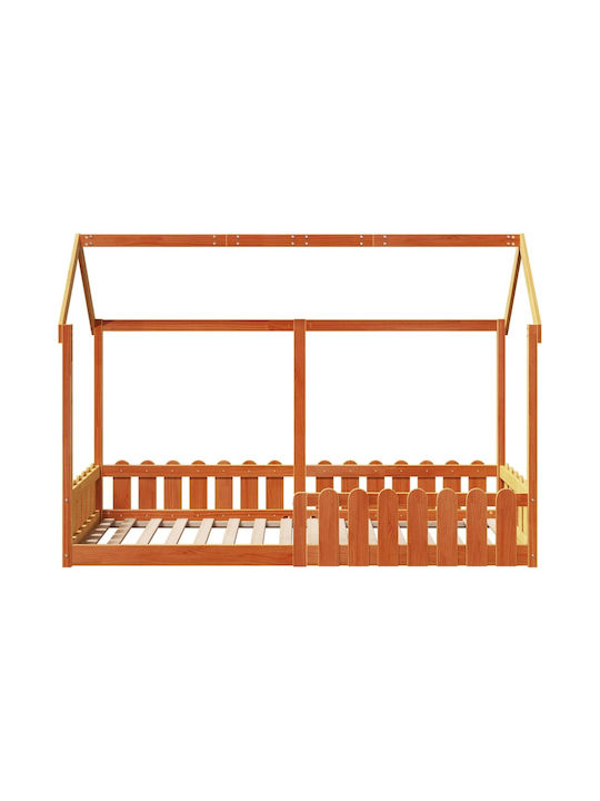 Kinderbett Einzeln Braun für Matratze 80x200cm