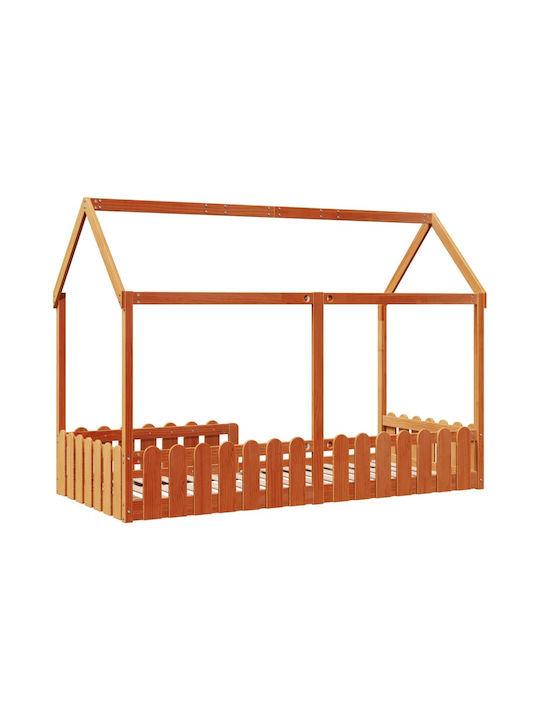 Kinderbett Einzeln Braun für Matratze 90x200cm