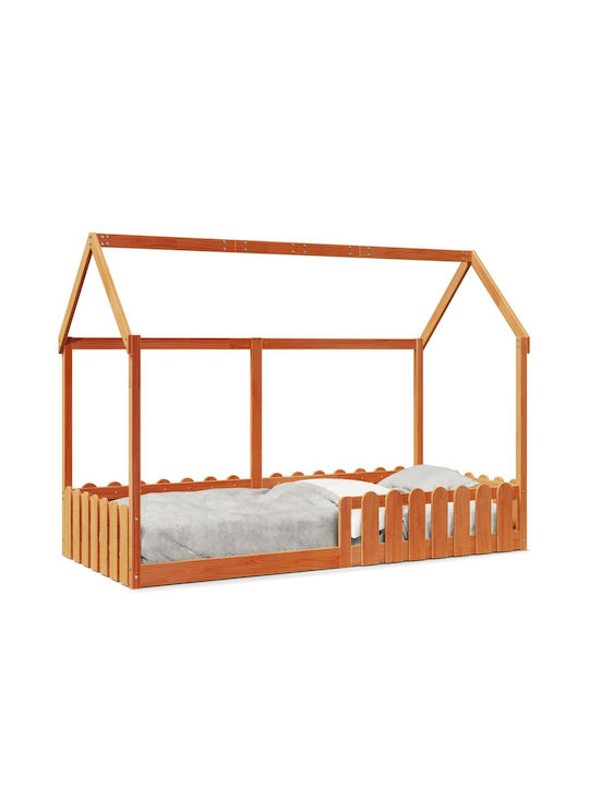 Kinderbett Einzeln Braun für Matratze 90x200cm