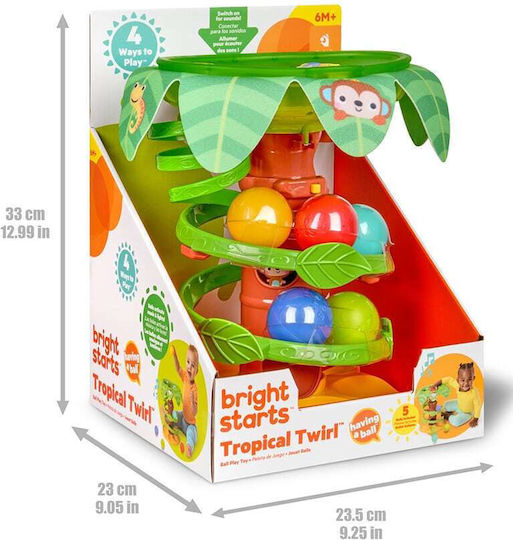 Bright Starts Jucărie pentru Bebeluși Tropical Twirl Ball Play cu Lumină și Sunete pentru 6++ Luni