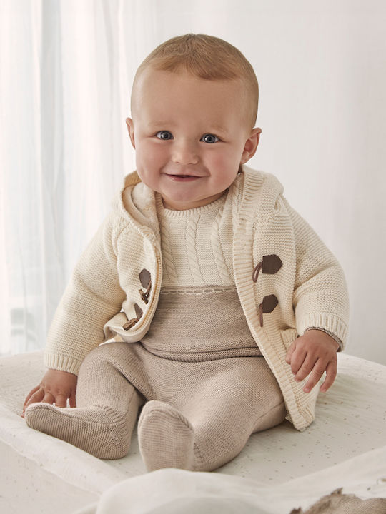 Mayoral Kids Cardigan Knitted with Hood ceramic