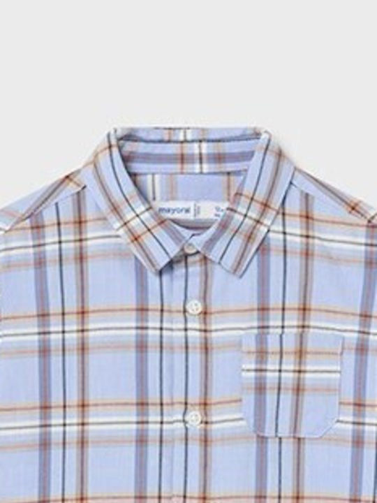 Mayoral Kids Checked Shirt Light Blue