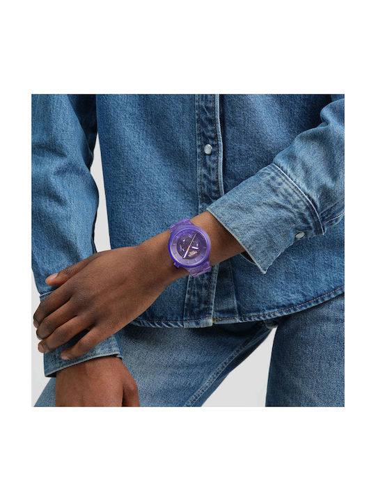 Swatch Watch with Purple Rubber Strap