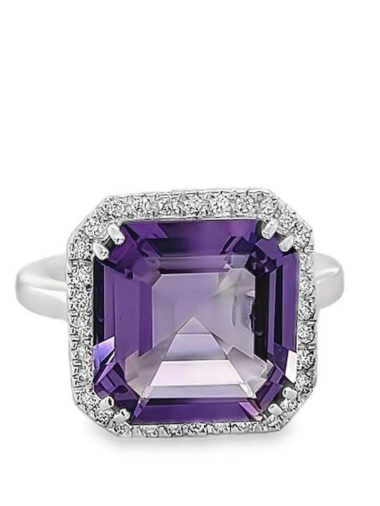 Xryseio Damen Ring mit Diamant aus Weißgold 18K