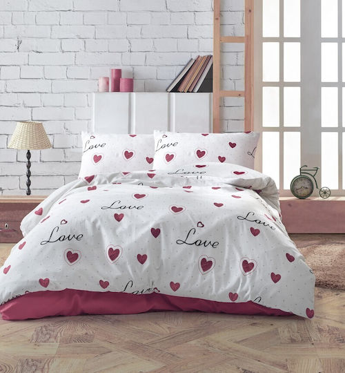 Dimcol Έρως Σετ Υπέρδιπλο 4τμχ 220x240εκ. 301 White-red