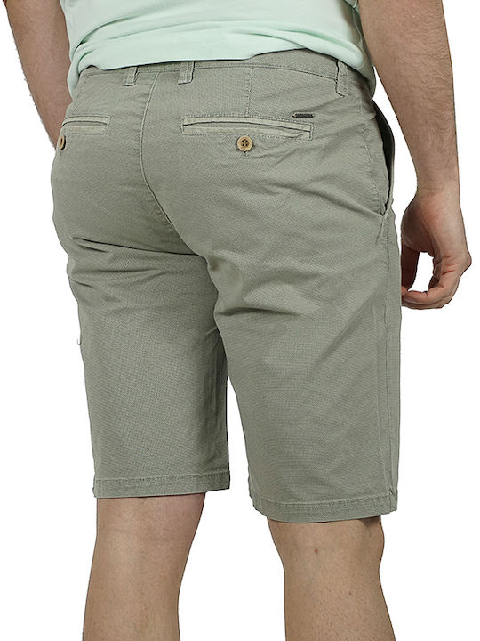 Lexton Men's Beige Cotton Bermuda Shorts Slim Fit (10.25.in) (97% Cotton, 3% Elastane)