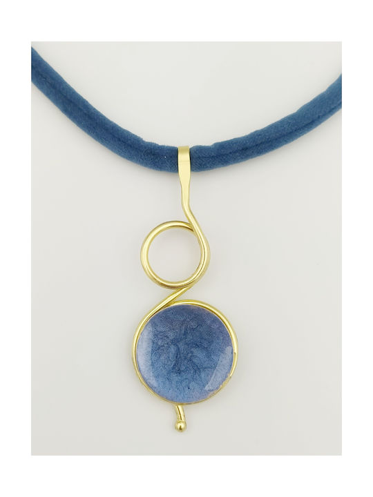 Sh365 Handmade Necklace Brass Blue Enamel