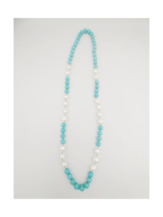 Sh351 Handmade Turquoise Pearls Necklace