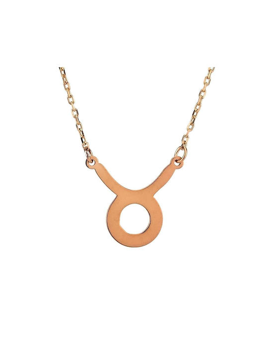 Goldsmith Necklace Zodiac Sign Taurus from Pink Gold Plated Silver