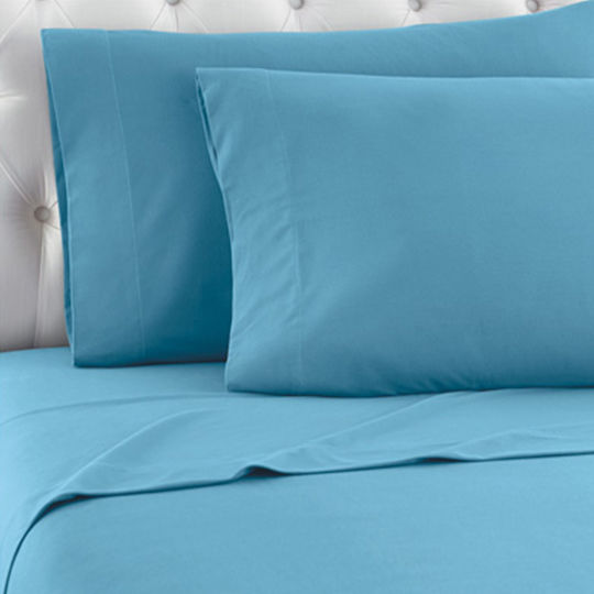 TnS Sheet for Single Bed with Elastic 100x200+25cm. Light Blue
