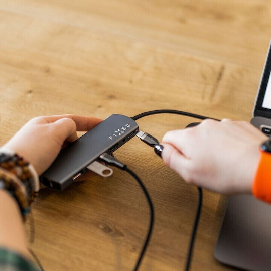 Fixed Плетен USB 2.0 Кабел USB-C Мъжки - USB-C 100W Захранване PD Черен 1.2м