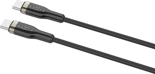 Fixed Плетен USB 2.0 Кабел USB-C Мъжки - USB-C 100W Захранване PD Черен 1.2м