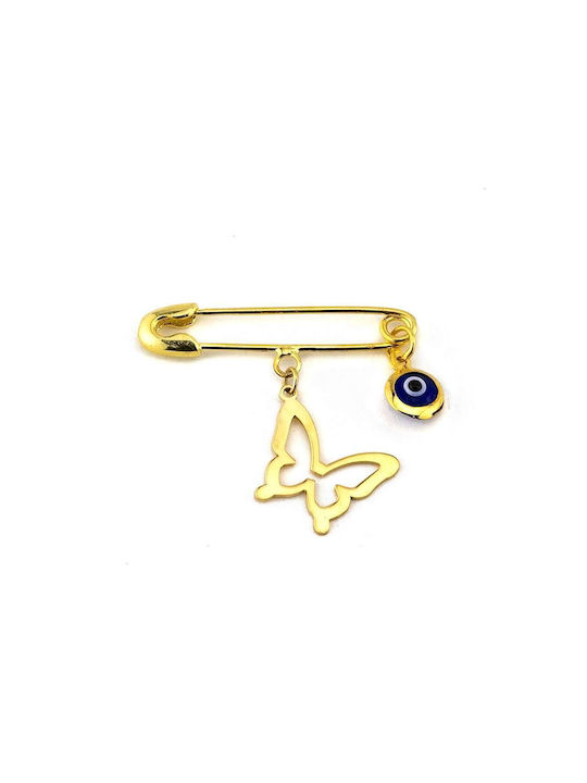 Goldsmith Child Safety Pin Πεταλούδα made of Gold Plated Silver