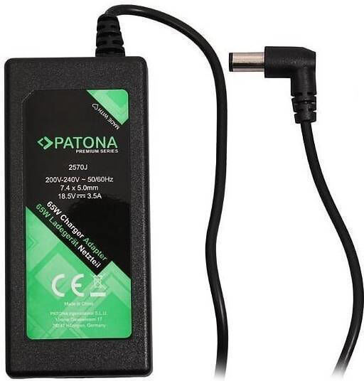 Patona Power Adapter for HP Notebooks 18.5V 3.5A 65W 7.4x5mm+Pin Connector Pt2570