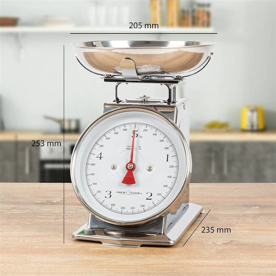 Profi Cook Analog Kitchen Scale with Bucket up to 5kg Gray
