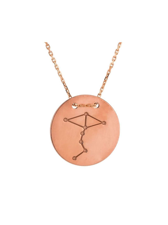 Goldsmith Necklace Zodiac Sign Scorpio from Pink Gold Plated Silver