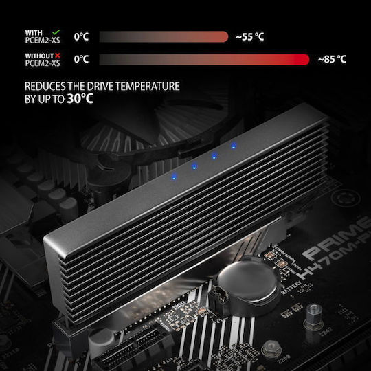 Axagon Pcem2-xs 1x Internal Slot M.2 Nvme Pcie X16 X8 X4 Card Passive Aluminum Heatsink