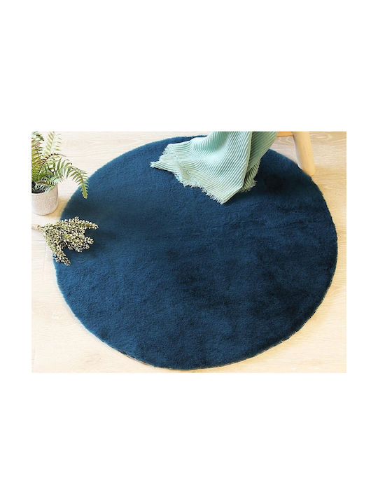 Atmosphera Χαλί Στρογγυλό Shaggy Γούνινο Bleu Canard Φ80cm