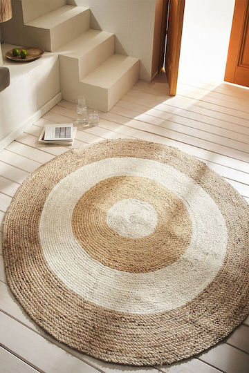 Gofis Home Spirit Χαλί Στρογγυλό Καλοκαιρινό από Γιούτα Μπεζ Φ150cm