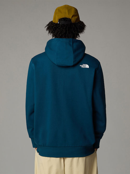 The North Face Simple Dome Full Men's Sweatshirt Jacket with Hood and Pockets Petrol Blue