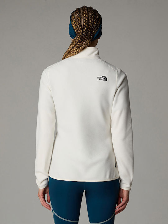 100 Glacier Women's Fleece Blouse Long Sleeve with Zipper White