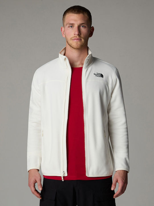 100 Glacier Men's Fleece Cardigan White