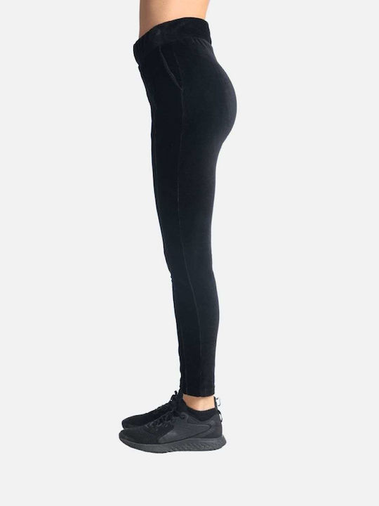 Paco & Co Hohe Taille Damen-Sweatpants Jogger Schwarz Samt