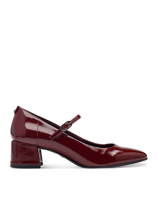 Heels with Strap & Low Heel Burgundy