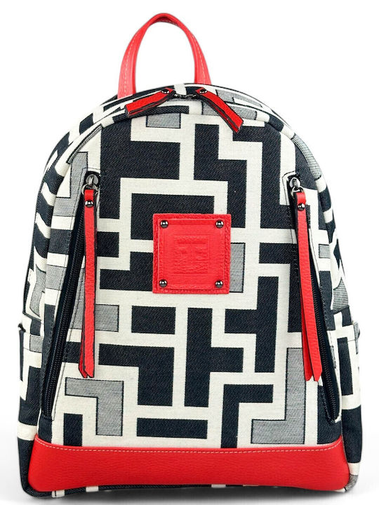 Кожена Дамска Чанта Раница Black / Watermelon
